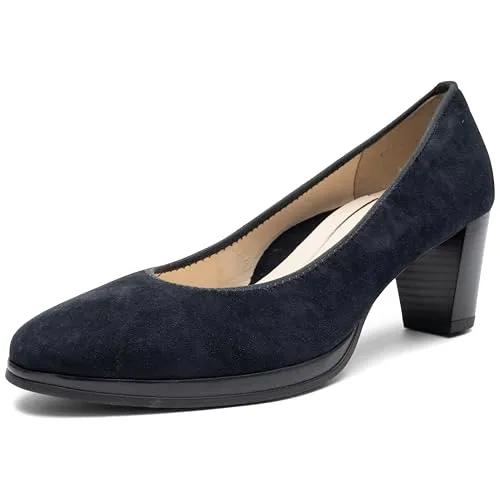 ORLY Damen-Pumps in Blau Gr. 38 - Elegante Damen-Pumps aus hochwertigem Leder mit Blockabsatz, ideal für besondere Anlässe oder den Alltag.