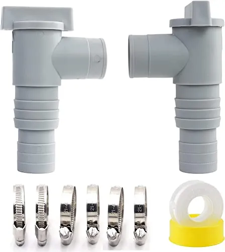ANYUNKEY Absperrhahn für Pools mit 32mm Schlauchanschluss,Pool Schlauchadapter,Pool Wartungs zubehör mit 6X Schlauchklemmen(2er-Set)