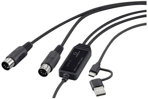 Renkforce RF-6439636 MIDI-Adapter mit USB-C und USB-A - Praktischer 2m MIDI-Adapter mit 2x DIN-Stecker 5pol. für eine einfache Verbindung von MIDI-Geräten. Ideal für Musiker und Audioprofis.
