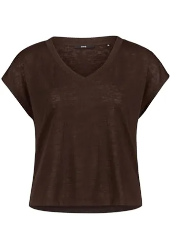 Zero T-Shirt Damen V-Ausschnitt in Braun (Größe 40)
