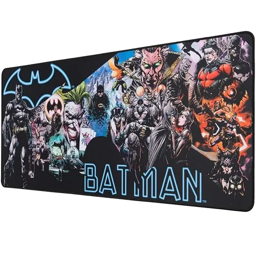 SUBSONIC XXL-Mauspad – Schreibunterlage, Schreibtischunterlage Batman 90x40 cm – Glatte, Sensoroptimierte Oberfläche, rutschfeste Unterseite, Vernäht Kanten