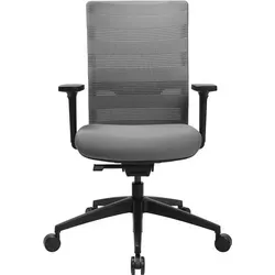 Drehstuhl Sitness Airwork - Grau mit Armlehnen und Universalrollen - Ergonomischer Bürostuhl für aktives Sitzen mit flexibler Rückenlehne. Ideal für lange Arbeitsstunden und individuelle Anpassung durch Sitzhöhen- und Sitztiefeneinstellung.
