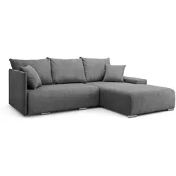 Kaiser Möbel Ecksofa Livorno L, Grau, Schlaffunktion und Stauraum