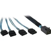 Kabel SFF 8643 > 4x SATA schwarz/blau, 0,5 Meter (teilummantelt)