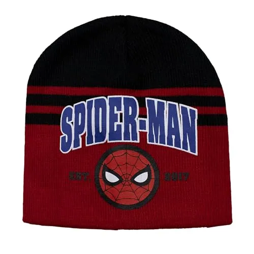 Marvel Spiderman Mütze Kinder | Geschenke für Jungen | Beanie | Wintermütze Spidey | Strickmütze | Haube Kinder | Spider-Man (DE/NL/SE/PL, Numerisch, 52, Rot)