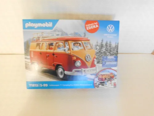 PLAYMOBIL® VW T1 Campingbus - EDEKA Winter Edition II 2024 - Freizeit Spielzeug für Kinder von 5-7 Jahren, inklusive Originalverpackung und detailgetreuem Design für kreatives Spielen.