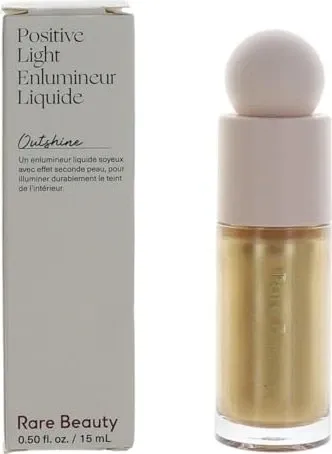 Rare Beauty Highlighter Positive Light Liquid Luminizer - Flüssiger Highlighter 15ml - Veganer Highlighter mit lichtreflektierenden Perlenpartikeln für einen perlmuttartigen Glow. Ideal für strahlende Akzente und ein seidig-weiches Finish.