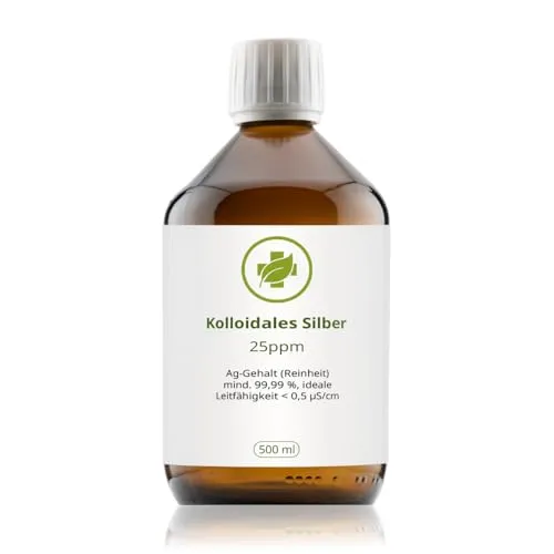 vitalundfitmit100 Kolloidales Silber (Silberwasser) - 500 ml [25ppm] - täglich frische Herstellung - ohne Verwendung von Zuschlagstoffen
