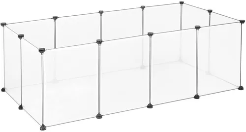 EUGAD Freigehege für Kaninchen und Hasen – DIY 12 Platten 145x75x46 cm - Modulares Spielgehege für Kleintiere, erweiterbar und ideal für Innenräume. Bietet sicheren Platz zum Spielen, schützt Möbel und sorgt für eine saubere Umgebung.