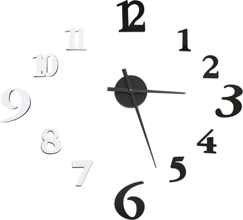 vidaXL 3D-Wanduhr XXL - Modernes Design in Schwarz und Weiß - Wohnaccessoires - Diese extragroße 3D-Wanduhr mit DIY-Option für individuelle Anpassung sorgt für einen Blickfang in jedem Raum und ist einfach zu montieren.