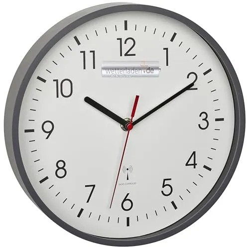 TFA Dostmann Analoge Funk-Wanduhr, 60.3550 in grau von TFA Dostmann