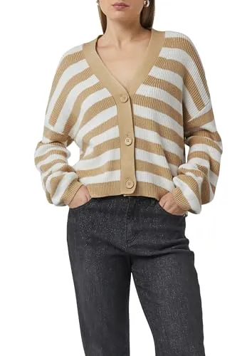 comma Strickjacke - Damen Strickjacke mit V-Ausschnitt und langen Ärmeln, Loose Fit und modischer Rippstruktur für einen lässigen Look.