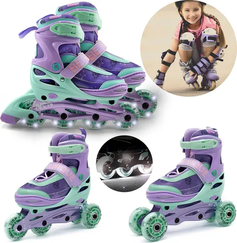 DISNEY Die Eiskönigin 3-in-1 INLINER für Mädchen, verstellbar mit LED-Rädern