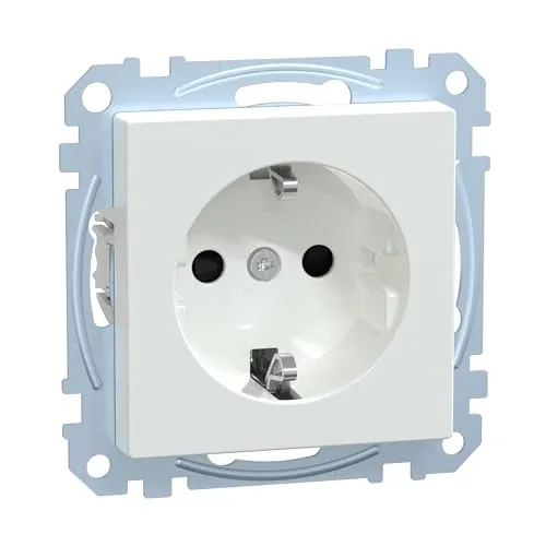 Schneider Electric Merten Schuko-Steckdose, 1-fach, Berührungsschutz, Steckklemmen, System M, aktivweiss glänzend, Artikelnummer MEG2300-0325