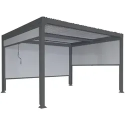 Berlinlodge Pergola Anthrazit, 370x224x300 cm - Moderne Pergola aus pulverbeschichtetem Aluminium, idealer Sonnen- und Sichtschutz für Ihren Garten. Selbstmontage mit Aufbauanleitung, inklusive 3 Seitenwänden für zusätzlichen Komfort.