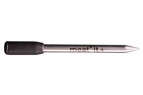 Meat it Plus Thermometer schwarz/edelstahl - Präzises Thermometer für Fleisch mit Temperaturbereich von 0 °C bis 100 °C, ideal für perfekte Garergebnisse und mit praktischer Abschaltautomatik.