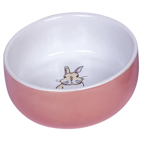 Nobby Kaninchen Napf Keramik Ø11cm lachs/weiß mit Kaninchenmotiv