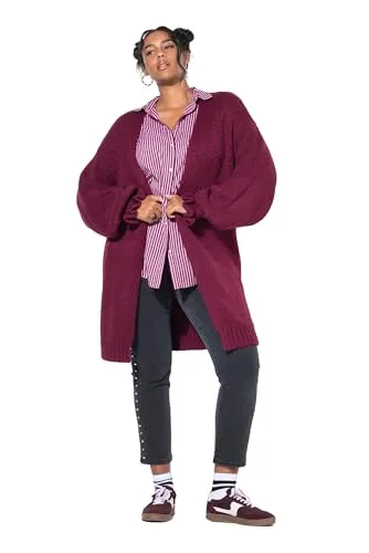 Studio Untold Long-Strickjacke mit oversized Ärmel-Raffung - Stylishe Long-Strickjacke mit ca. 85-89 cm Länge, ideal für lässige Outfits und vielseitige Kombinationsmöglichkeiten.