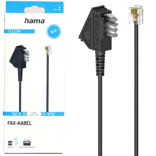 Hama TAE-N Kabel 6m TAE auf Modular-Stecker 6P6C für Fax AB Modem Faxkabel