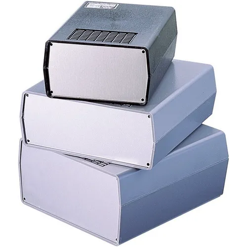 TEKO AUS 22.5 Universal-Gehäuse ABS, Aluminium Hellgrau 1St. - Zweiteiliges Universalgehäuse aus robustem ABS und Aluminium, ideal für Elektroinstallationen. Mit versenkter Frontplatte und integrierten Stützfüßchen für optimale Platinenhalterung.