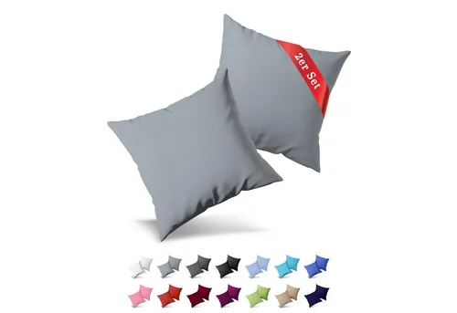 Buymax Kissenbezüge Kissenbezug 100% Baumwolle Premium Jersey, (2 Stück), Kissenhüllen, Reißverschluss, atmungsaktiv, unifarben, einfarbig