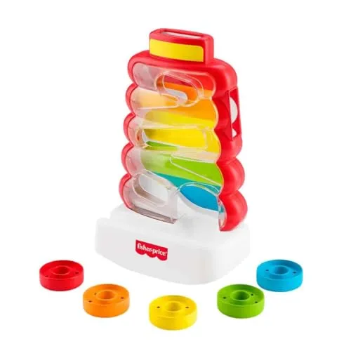 Fisher-Price Baby- und Kleinkindspielzeug, Rutschspaß Farbring Pyramide, Aktivität mit Münzen zur spielerischen Förderung der Entwicklung von Babys ab 9 Monaten, JLB81