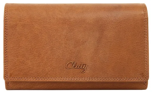 Geldbörse CLUTY, braun (cognac) aus echtem Leder - Stylische Geldbörse aus 100% echtem Leder mit RFID-Schutz, 18 Kartenfächern und viel Platz für Bargeld. Ideal für die sichere Aufbewahrung Ihrer Wertsachen.