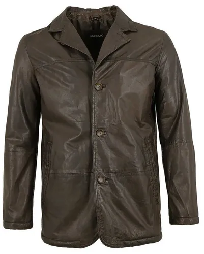 Maddox Lederjacke MADDOX - Herren Lederjacke Sakko Lammnappa dunkelbraun
