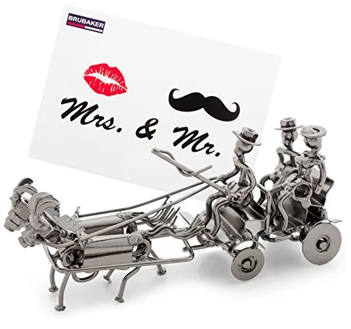 BRUBAKER Hochzeitskutsche Metall Skulptur mit Geschenkkarte