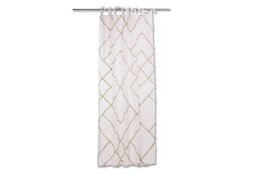 Loberon Gardine Wedi, eleganter lichtdurchlässiger Vorhang mit Rauten-Verzierung - Eleganter Vorhang aus Baumwolle mit getuftetem Rautendesign und praktischen Bindebändern zur individuellen Längenverstellung. Ideal für stilvolle Fensterdekoration.