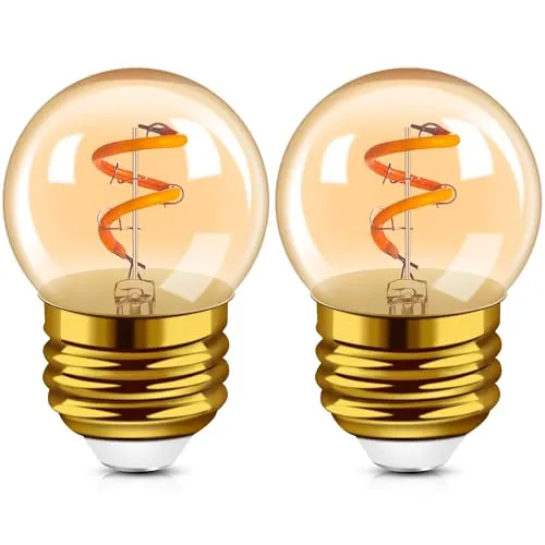 Hcnew G40 E27 LED Edison Vintage Glühlampe Warmweiss 1w Ersetzt 10W Mini Globe Spiralfilament Dekorative Glühbirnen Ersatzbirnen 2200K 2er-Pack