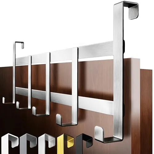 4smile Türgarderobe – Edelstahl Türhaken, flexibel und robust - Türhaken aus Edelstahl für Ordnung in der gesamten Wohnung; flexibel einsetzbar und ideal für Jacken, Handtücher und mehr; einfache Montage ohne Werkzeug.