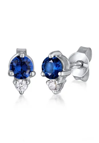Elli Paar Ohrstecker Zirkonia Synthetischer Saphir Blau 925 Sterling Silber
