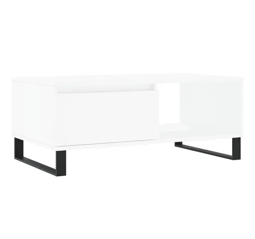 furnicato Couchtisch Weißer aus Holzwerkstoff und Metall 90 x 50 x 36,5 cm (1-St)