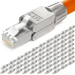 hb-digital CAT7 Netzwerkstecker RJ45, schmal, geschirmt - Hochwertiger CAT7 Netzwerkstecker mit PoE-Unterstützung, ideal für einfache DIY-Installationen. Werkzeuglose Konfektionierung und zuverlässige Leistung dank robuster Materialien.