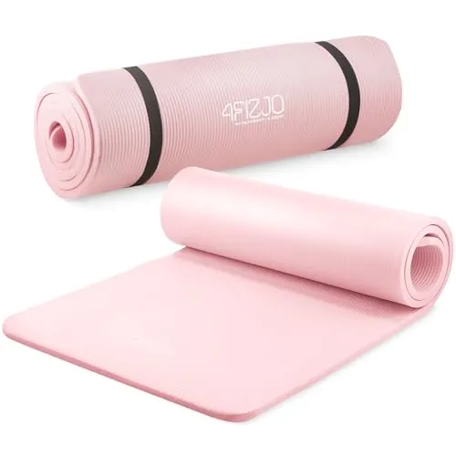 4FIZJO Fitnessmatte mit Tragegurt, Abm. 180x60 cm, Dicke 1,5 cm, NBR-Schaumstoff, Rutschfest, Komfort, In & Outdor, Pilatesmatte, Yoga Matte, Sportmatte, Gymnastikmatte, Trainingsmatte, Rosa