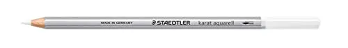 STAEDTLER aquarell Buntstifte karat aquarell, weiß, wasservermalbare, weiche und farbintensive Mine, für unterschiedliche Trocken- und Nasstechniken, 6 Aquarellstifte im Kartonetui, 125-0