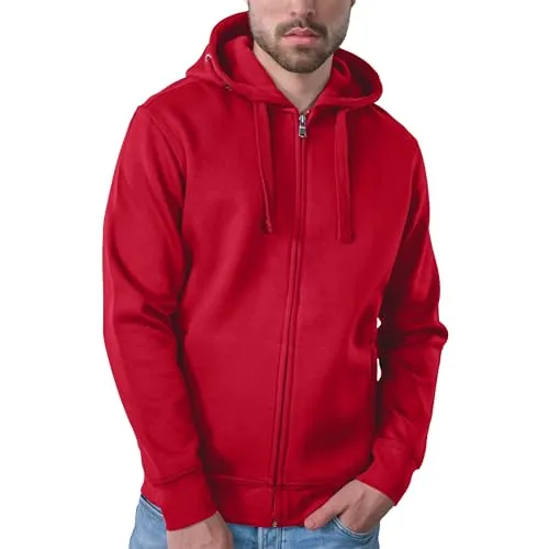 HRM Herren 707 Premium Hooded Jacket I Fair Trade Kapuzenjacke, 320 g/m² I Aus 70% Baumwolle & 30% recyceltem Polyester, red, 6XL
