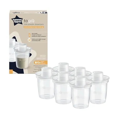 Tommee Tippee Milchpulverspender, Babymilchpulverbehälter, Packung mit 6 Stk., fasst acht Messlöffelvoll pro Behälter, ideal zum Füttern unterwegs