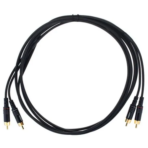 Sommer Cable Onyx Cinch/RCA Kabel 3,0m - HiFi-Kabel mit hochwertigem Zwillings-Cinch-Design für warmen und klaren Klang, ausgestattet mit vergoldeten Hicon HI-CM06 Steckern für optimale Signalübertragung.