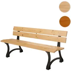 Gartenbank HWC-O20, 3-Sitzer aus Kiefernholz mit Gusseisen-Stell - Gartenbank für 3 Personen, wetterfestes Kiefernholz und stabiler Gusseisenrahmen, max. Belastbarkeit 450 kg – ideal für Garten und Terrasse.