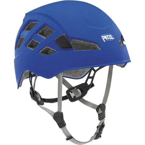 Petzl Boreo Kletterhelm Blau M-L - Kletterhelm für optimalen Schutz und Komfort, ideal für Bergsteiger und Kletterer, mit anpassbarem Design für verschiedene Kopfgrößen.