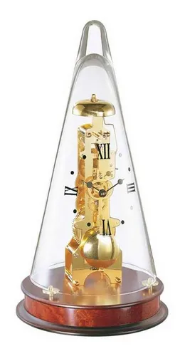 Hermle Uhrenmanufaktur Tischuhr 22716-070791 - Elegante Tischuhr aus Glas und Mahagoni, mit 14-Tage Skelettwerk und stündlichem Glockenschlag – ein zeitloses Schmuckstück für Ihr Zuhause.