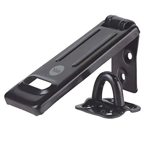 Yale Y105B/90/BK, Hochsicherheit, 90 mm, Stahl Schließbügel (Überfalle), Schwarz, wetterfest für Außenbereich, verdeckt verschraubt, inkl. Montageset, 96h Korrosionsschutz, für Tore, Schuppen, Garage