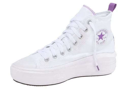Converse All Star Move Hi A03667C - Weiße und Lila Junior Sneaker - Modische Junior Sneaker mit klobiger Plateau-Sohle für verbesserte Dämpfung und Griffigkeit, ideal für aktive Jugendliche und lässige Outfits.