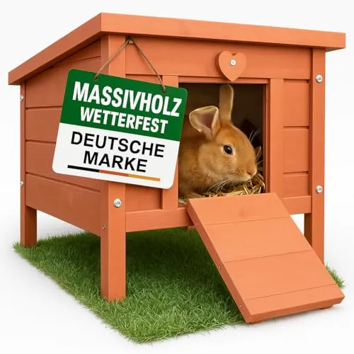 Zooprinz Nagerhaus Mini Hasenhaus mit Klappdach - Sonstiger Kleintierbedarf, wetterfestes Hasenhaus aus robustem Kiefernholz mit praktischem Klappdach für einfachen Zugang und Pflege.