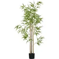 HOMCOM Kunstpflanze KunstBambus, 180 cm - Kunstpflanze für Indoor mit 830 Blättern, perfekt für pflegeleichte Deko und stilvolles Ambiente in Wohnräumen oder Büros.