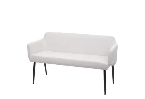 PROREGAL® Sitzbank Sitzbank HxBxT 77x133x56cm Rückenlehne Armlehne Stoff 133cm Creme-Weiß