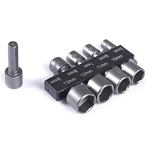 RoserRose 9 StüCk SteckschlüSsel Set, Stecknuss Set, 5-13mm Stecknussadapter Werkzeug, 1/4 Zoll Sechskantschaft Innensechskant Satz, FüR Bohrer Oder Akkuschrauber, Bitsatz FüR Akkuschrauber