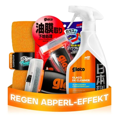 Soft99 Glaco Glass Compound & De Cleaner Auto Glas Scheiben Set + Mikrofasertuch
